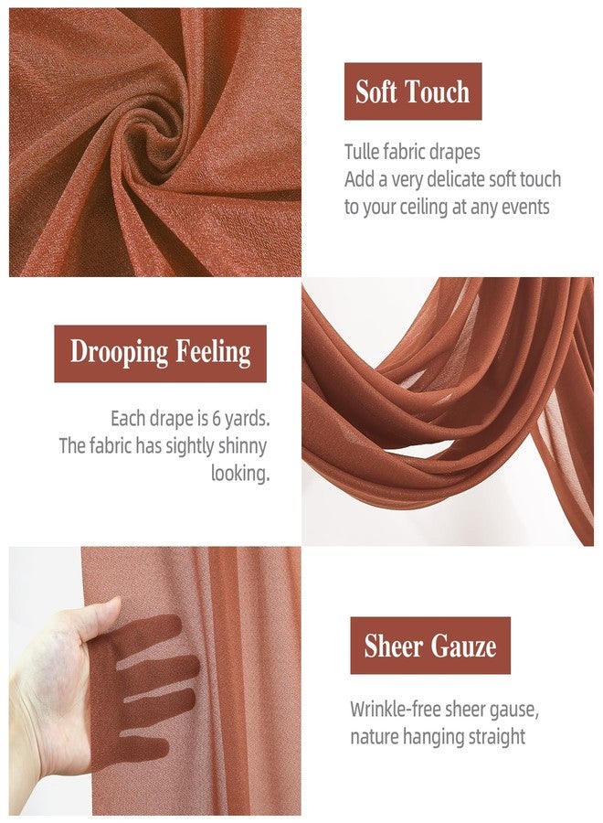 PARTISKY Curtain Fabric for Wedding Arches 28 Inch x 16 Yards Sheer Chiffon Backdrop 1 Panel Terracotta Curtains for Wedding Ceremony Decoration Decorative Arch Curtain for Birthday Party - Image 2