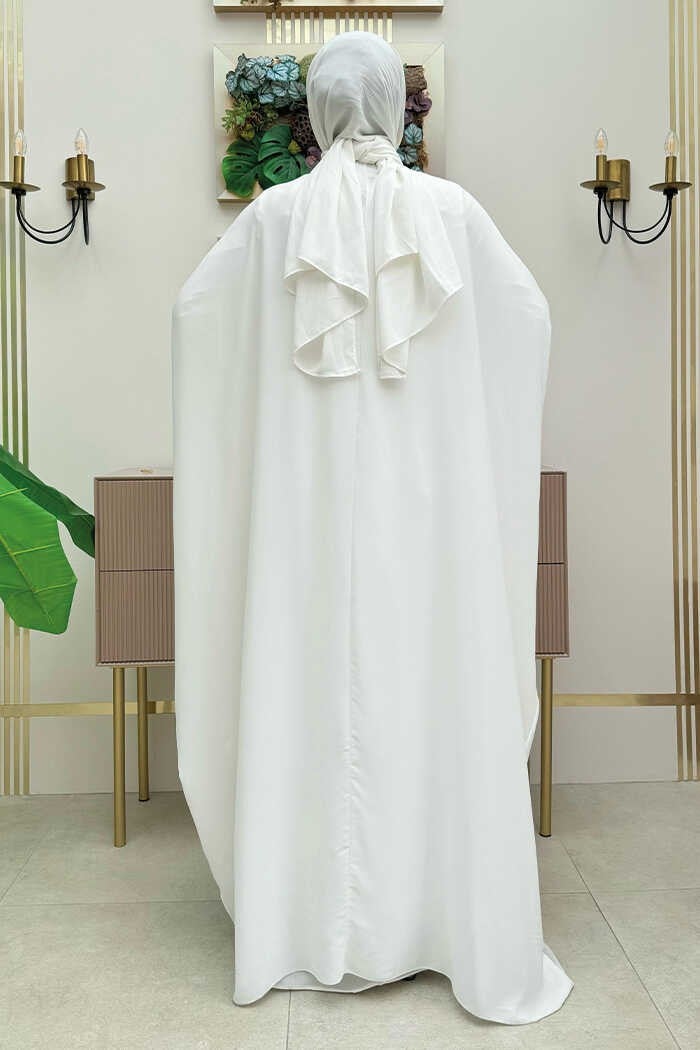 Bym Fashion Stone Embroidered Dress Abaya Suit 8499 Ecru  - Image 2