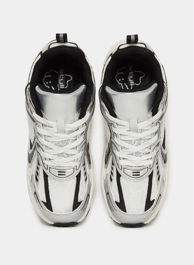 Styli Textured Mesh Lace Up Sneakers