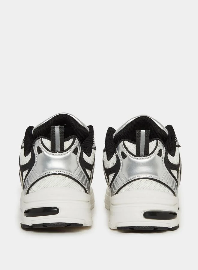 Styli Textured Mesh Lace Up Sneakers