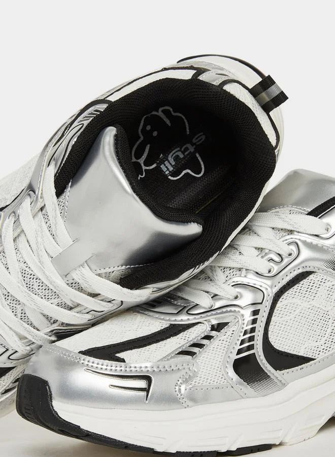 Styli Textured Mesh Lace Up Sneakers