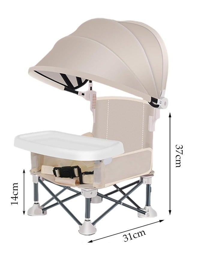 DUNISO Baby Booster Seat，Multifunctional Folding Portable Baby Dining Chair，Kids Outdoor Camping Chair with Sunshade and Removable Dining Tray，for Baby Travel,Playing,Beach,Picnic,Garden - Image 4
