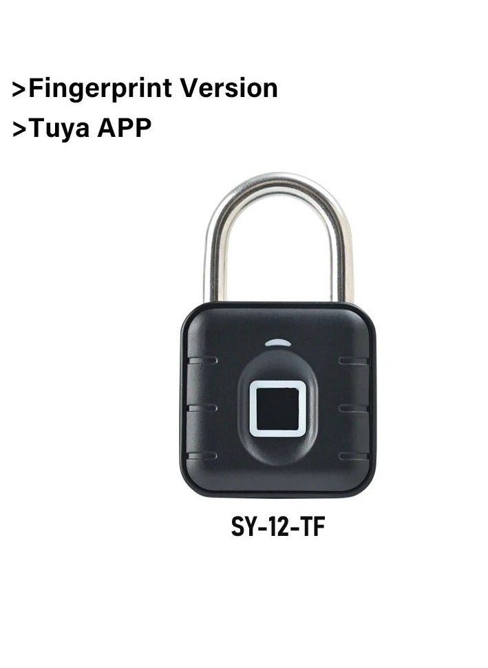 Generic Smart Fingerprint Padlock, Anti Rust Waterproof Electronic Lock, Portable Bluetooth Fingerprint Lock, Intelligent Smart Lock For Door, Suitcase, Backpack, Bicycle, (Tuya App Fingerprint Version)  - Image 1