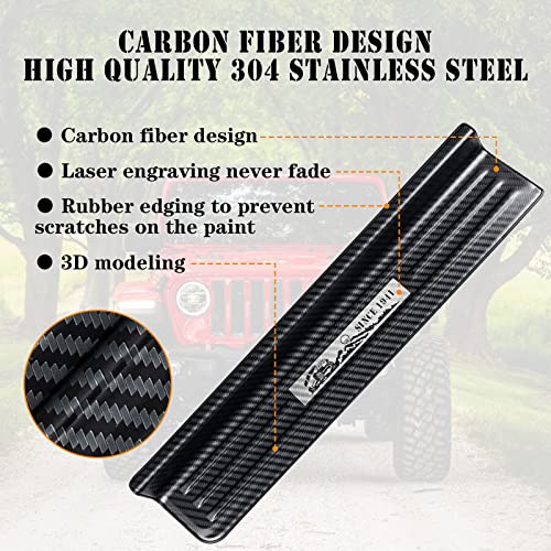 Rowa Door Sill Guards Compatible with Jeep 2018-2025 Wrangler JL JLU & 2020-2025 Gladiator JT, Carbon Fiber Pattern 304 Stainless Steel Door Entry Guard Full Coverage for Door Sill Protector (2- Door) - Image 4