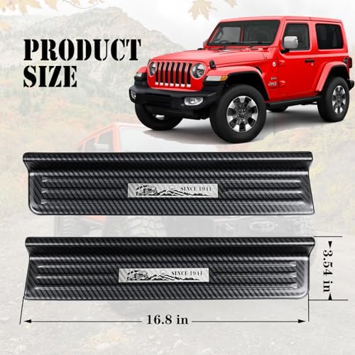 Rowa Door Sill Guards Compatible with Jeep 2018-2025 Wrangler JL JLU & 2020-2025 Gladiator JT, Carbon Fiber Pattern 304 Stainless Steel Door Entry Guard Full Coverage for Door Sill Protector (2- Door) - Image 5