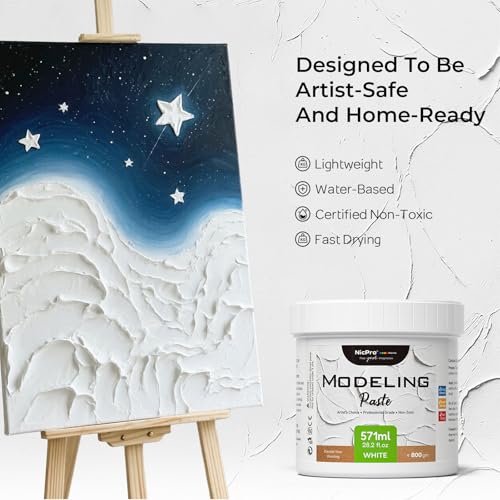Nicpro Modeling Paste 571 ml 282 oz for Acrylic Painting High Density Acrylic Medium for Texture Art and Thickness Structural Molding Texture Paste for Canvas Paint Art Projects DIY 3D Effect - Image 3