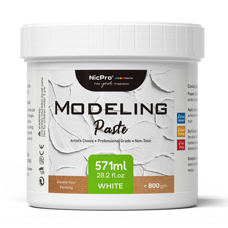 Nicpro Modeling Paste 571 ml 282 oz for Acrylic Painting High Density Acrylic Medium for Texture Art and Thickness Structural Molding Texture Paste for Canvas Paint Art Projects DIY 3D Effect - Image 2