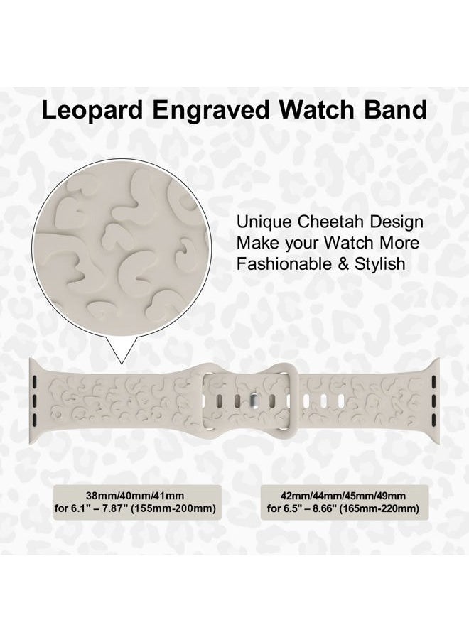 DYKEISS - Leopard Engraved Band Compatible with Apple Watch Band 38mm 40mm 41mm 42mm 44mm 45mm 49mm, Soft Silicone Strap Cheetah Pattern Wristband for iWatch Ultra Series 8 7 SE 6 5 4 3 2 1 Women Men - Image 1