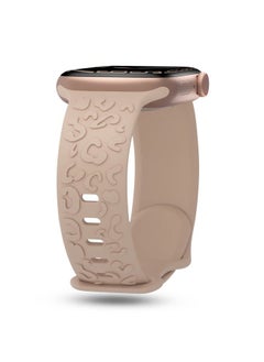 Leopard Engraved Band Compatible with Apple Watch Band 38mm 40mm 41mm 42mm 44mm 45mm 49mm, Soft Silicone Strap Cheetah Pattern Wristband for iWatch Ultra Series 8 7 SE 6 5 4 3 2 1 Women Men