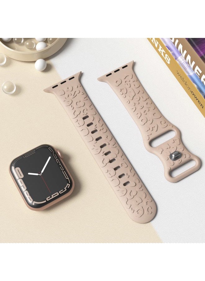 DYKEISS - Leopard Engraved Band Compatible with Apple Watch Band 38mm 40mm 41mm 42mm 44mm 45mm 49mm, Soft Silicone Strap Cheetah Pattern Wristband for iWatch Ultra Series 8 7 SE 6 5 4 3 2 1 Women Men - Image 1