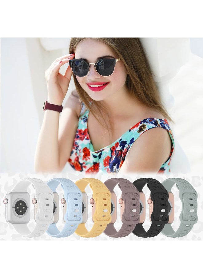 DYKEISS - Leopard Engraved Band Compatible with Apple Watch Band 38mm 40mm 41mm 42mm 44mm 45mm 49mm, Soft Silicone Strap Cheetah Pattern Wristband for iWatch Ultra Series 8 7 SE 6 5 4 3 2 1 Women Men - Image 1