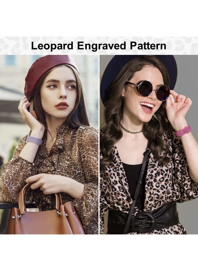 DYKEISS - Leopard Engraved Band Compatible with Apple Watch Band 38mm 40mm 41mm 42mm 44mm 45mm 49mm, Soft Silicone Strap Cheetah Pattern Wristband for iWatch Ultra Series 8 7 SE 6 5 4 3 2 1 Women Men - Image 1