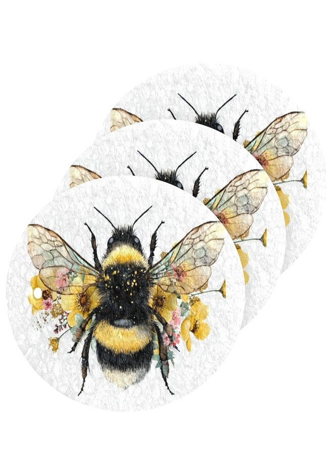 Kcldeci 3 Pack Kitchen Scrub Sponges Fluffy Bumblebee Kitchen Dish Sponge Non-Scratch Microfiber Sponge for Household Cleaning Dishes, Pots and Pans - Image 1