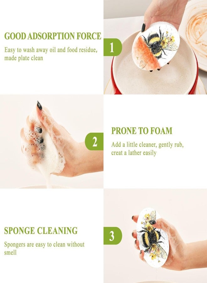 Kcldeci 3 Pack Kitchen Scrub Sponges Fluffy Bumblebee Kitchen Dish Sponge Non-Scratch Microfiber Sponge for Household Cleaning Dishes, Pots and Pans - Image 5