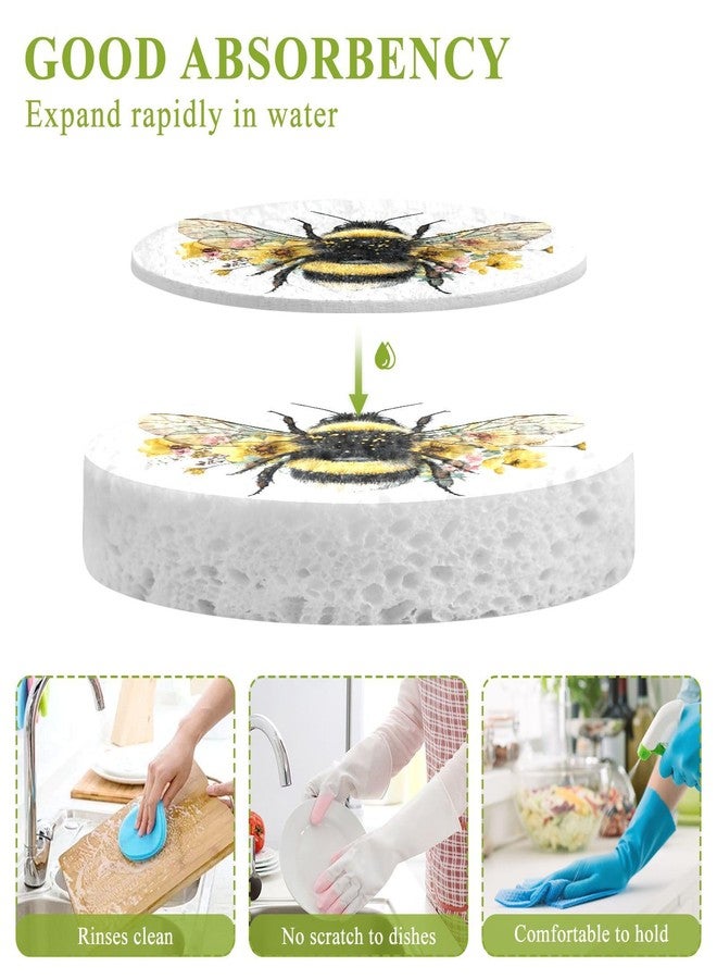 Kcldeci 3 Pack Kitchen Scrub Sponges Fluffy Bumblebee Kitchen Dish Sponge Non-Scratch Microfiber Sponge for Household Cleaning Dishes, Pots and Pans - Image 3