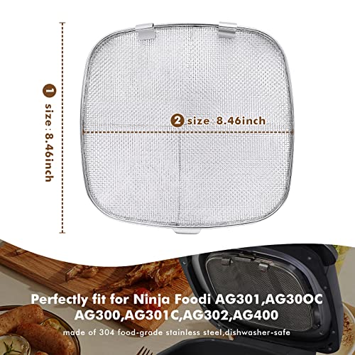 Psasrm Stainless Steel Splatter Shield for Ninja Foodi AG301, Air Fryer Accessories for Ninja Foodi 5-in-1 Indoor Grill, Replacement Parts Splatter Screen for Ninja Foodi AG300, AG300C,AG301C, AG302, AG400 - Image 2