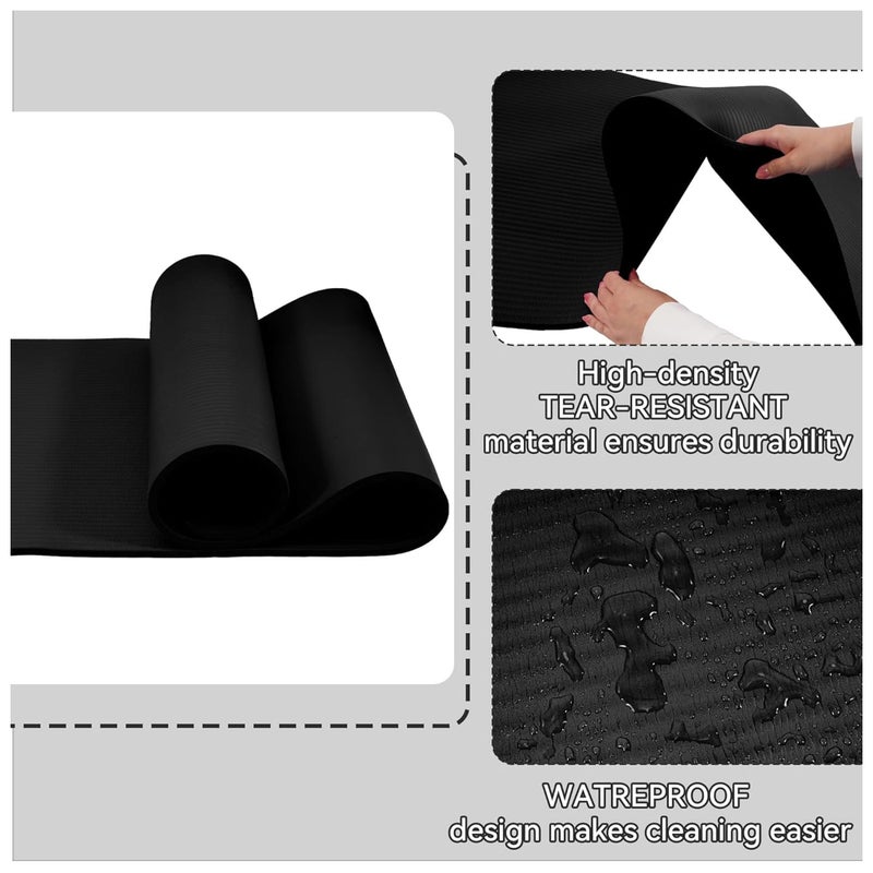 Fitvids All Purpose 1/2-Inch Extra Thick High Density Anti-Tear Exercise Yoga Mat with Carrying Strap, Black - Image 4