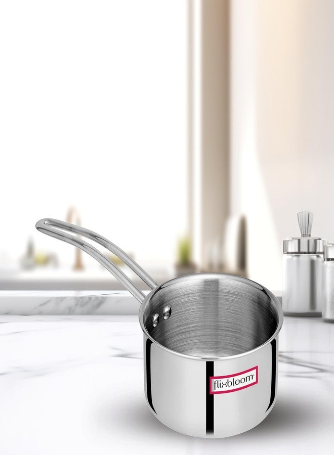Flixbloom 1 LTR. Universal Triply (S.A.S.) Induction/LPG Compatible Cookware Deep Saucepan for Tea/Milk/Coffee Pan/Chaidan (Made in India) - Image 1