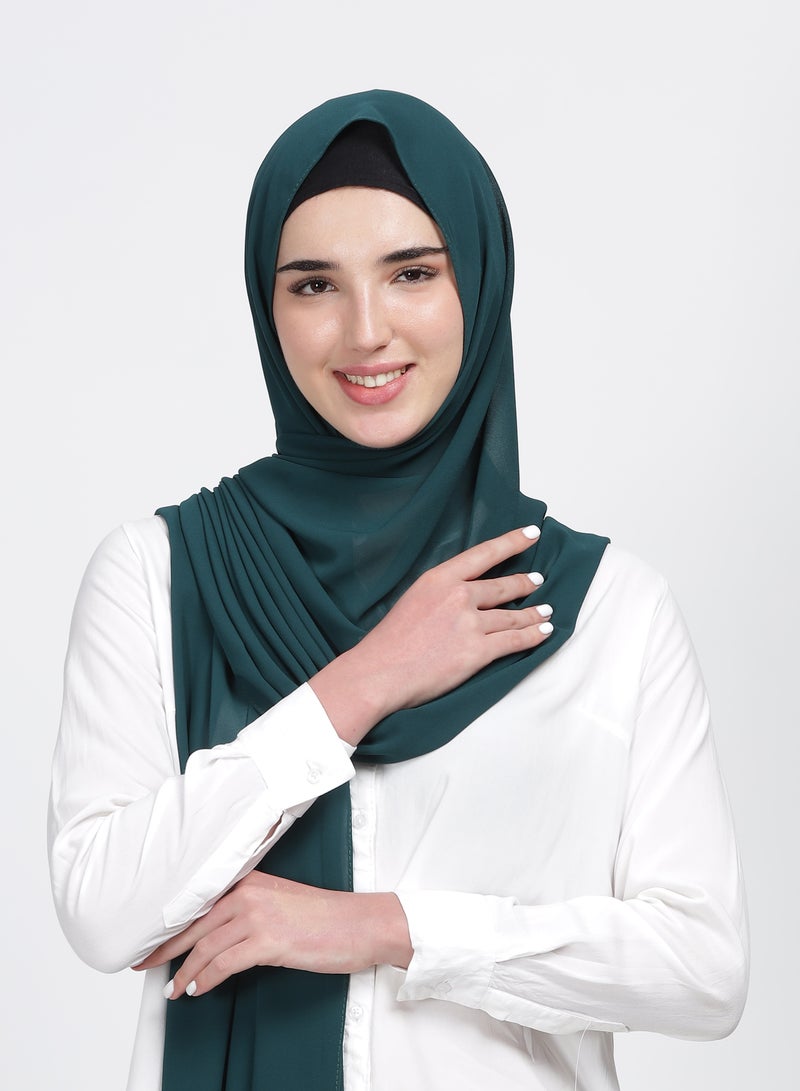 Moja Premium Georgette Hijab - Bottle green - Image 2