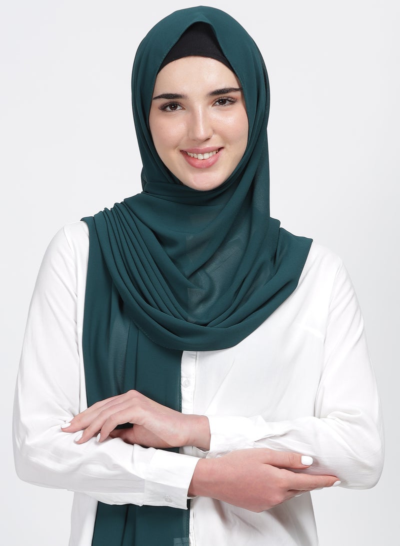 Moja Premium Georgette Hijab - Bottle green - Image 1