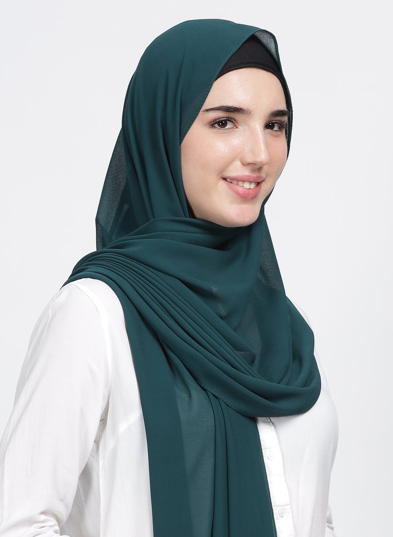 Moja Premium Georgette Hijab - Bottle green - Image 4