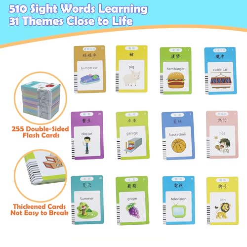 MAYAPHILOS 510 Sight Words Talking Flash Cards Cantonese and English Trilingual Learning Flashcard Toys Learn Cantonese and Chinese for Kids Audible Pocket Speech for Toddlers - Image 5