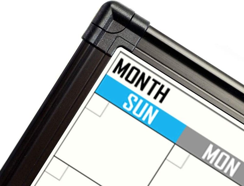 XBoard Dry Erase Calendar Whiteboard 36 X 24 - Combo White Board Calendar Monthly, Magnetic White Board + Corkboard with Black Aluminum Frame, 10 Colorful Push Pins & Marker Tray Included - Image 5