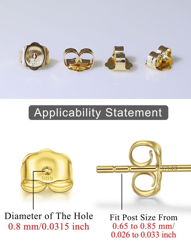 Lulau Gold Earring Backs 14K Real 0.17 Grams AU585 Butterfly Yellow Solid Earrings Backs Replacements for Studs 585 Hypoallergenic Pierced Secure (14K Yellow Gold) - Image 3