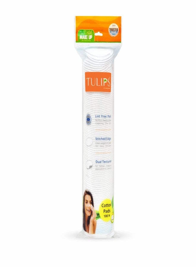 Tulips Cotton Pads (100 pc (Pack of 2)) Multiple uses for makeup remover, face cleaning, eyes makeup remover I Apply cleansing water & toner - Image 2