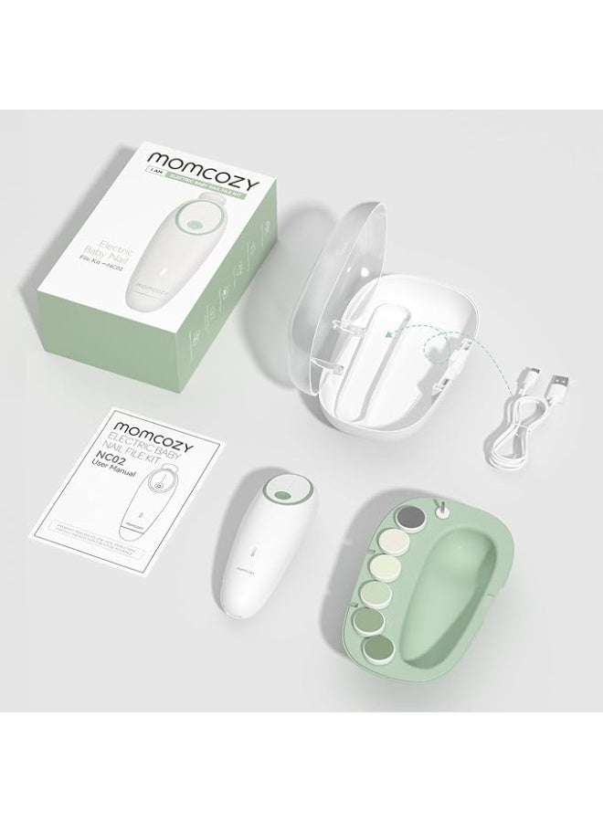 Momcozy Baby Nail File Electric, Gentle Baby Nail Trimmer, Electric Rechargeable, Baby Nail Clippers, Electric, 7 Grinding Head Replacement Pads - Image 2