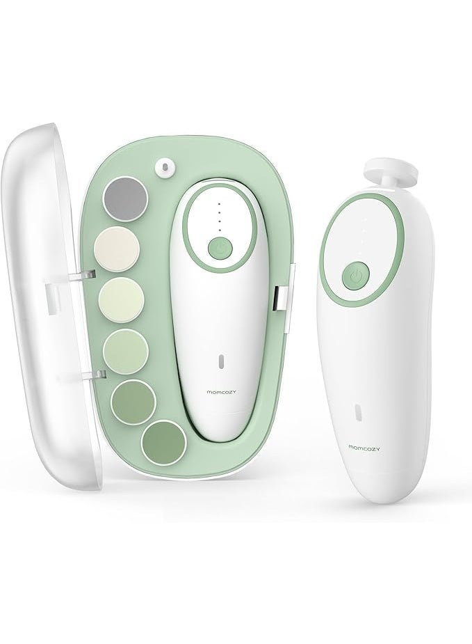 Momcozy Baby Nail File Electric, Gentle Baby Nail Trimmer, Electric Rechargeable, Baby Nail Clippers, Electric, 7 Grinding Head Replacement Pads - Image 1