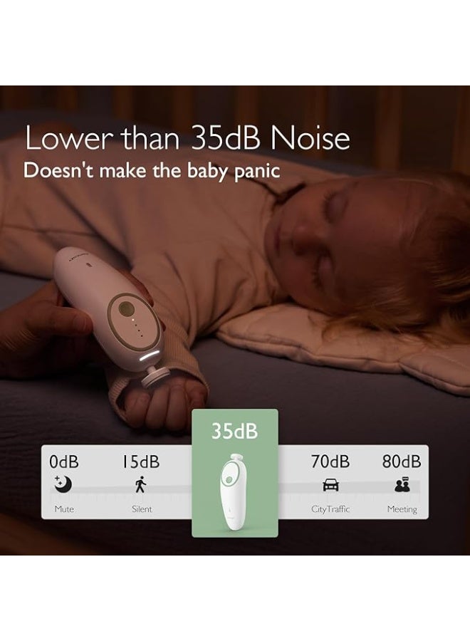 Momcozy Baby Nail File Electric, Gentle Baby Nail Trimmer, Electric Rechargeable, Baby Nail Clippers, Electric, 7 Grinding Head Replacement Pads - Image 3