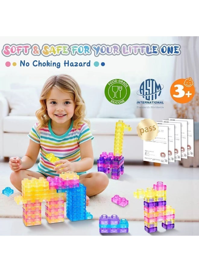 Twisoo Jelly Building Blocks 30 PCS Soft Transparent Construction Toy | STEM Educational Building Set | Sensory Learning Blocks | Ages 3+ - Image 2