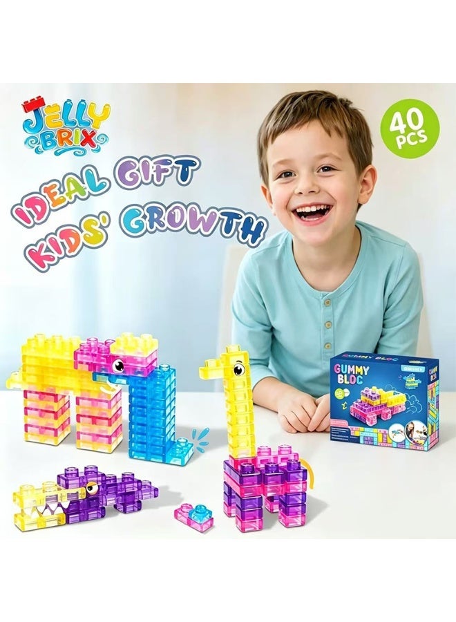 Twisoo Jelly Building Blocks 30 PCS Soft Transparent Construction Toy | STEM Educational Building Set | Sensory Learning Blocks | Ages 3+ - Image 4