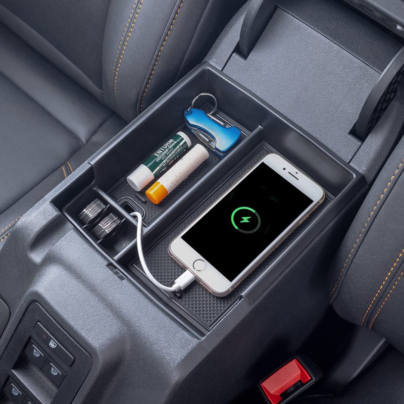 TOPINSTALL New Center Console Tray Compatible with 20212024 Ford Bronco 2025 Bronco 2Door ONLY Full Size Bronco Armrest Storage Box Organizer Plastic Black Not for Sport Model 25 4doors