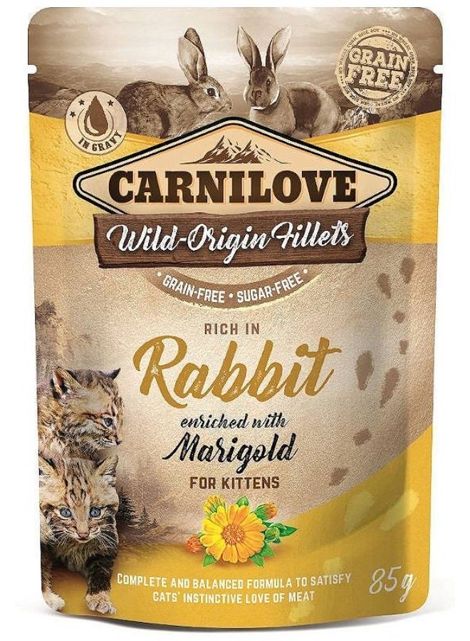 Carnilove Wild-Origin Fillets Rich in Rabbit enriched with Marigold for Kittens wet cat food 85g - Image 1
