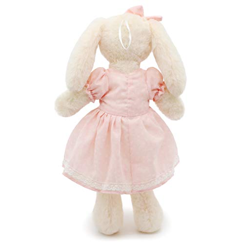 oits cute Small Soft Stuffed Animal Bunny Rabbit Plush Toy for Baby Girls 15inch (White Rabbit Wearing Pink Retro Dress) - Image 4