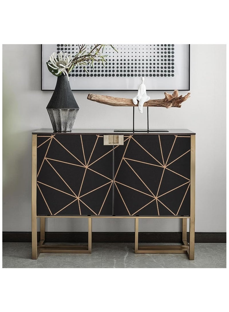 ورق حائط ذاتي اللصق مقاس 45 سم x 10 م، ديكور غرفة نوم المنزل وغرفة المعيشة، ورق حائط مقاوم للماء، ورق حائط مرئي ثلاثي الأبعاد من الذهب الأسود - Image 4