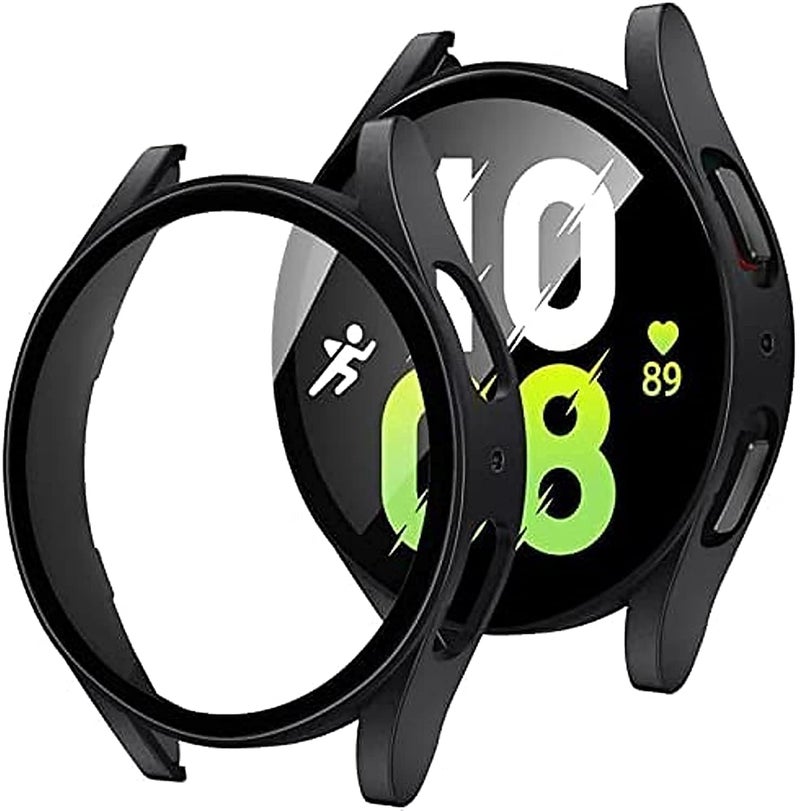 Dado Samsung Galaxy Watch 5 44mm Case + Tempered Glass Screen Protector, Anti-Scratch, Black - Image 1
