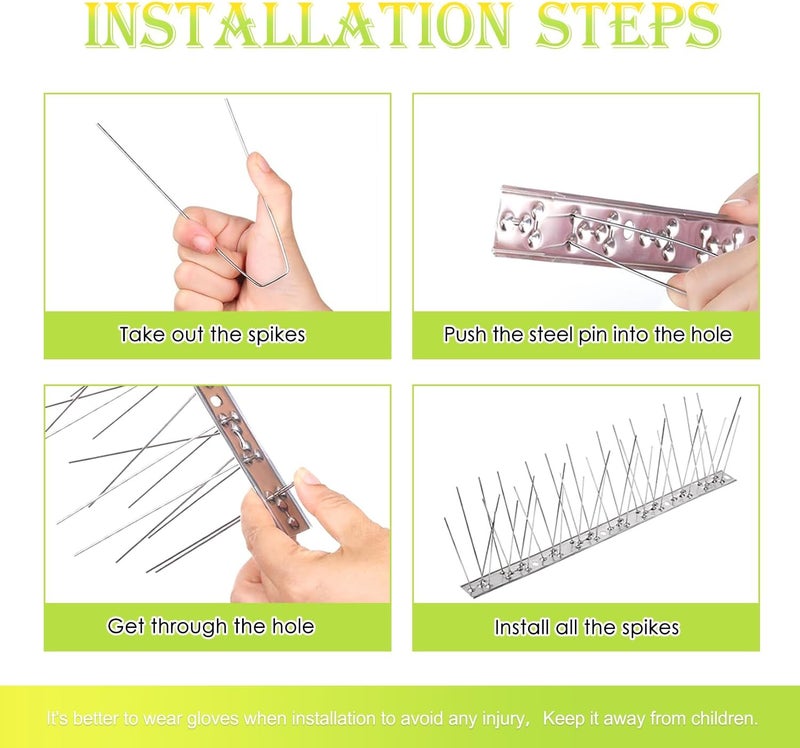 Valibe Pigeon Spikes Stainless Steel Bird Spikes for Outside to Keep Birds Away 61 Pack 50ft Coverage Bird Deterrent Spikes Wire Prevention Spikes for Small Bird Squirrel for Fence Roof Blacony - Image 4