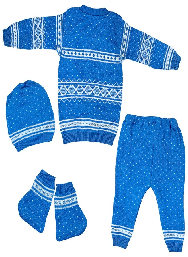 little PANDA Baby Sweater, Pant, Cap & Socks Sweater Set for New Born (IN, Age, 0 Months, 3 Months, Regular, Sky Blue) - Image 2