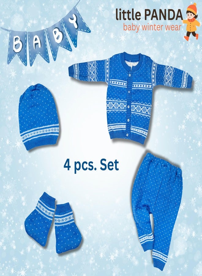 little PANDA Baby Sweater, Pant, Cap & Socks Sweater Set for New Born (IN, Age, 0 Months, 3 Months, Regular, Sky Blue) - Image 4