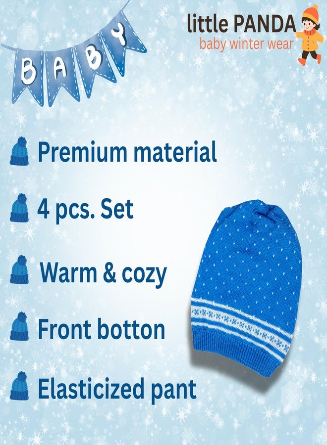little PANDA Baby Sweater, Pant, Cap & Socks Sweater Set for New Born (IN, Age, 0 Months, 3 Months, Regular, Sky Blue) - Image 3