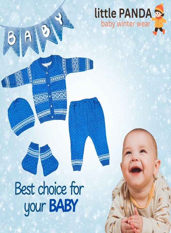 little PANDA Baby Sweater, Pant, Cap & Socks Sweater Set for New Born (IN, Age, 0 Months, 3 Months, Regular, Sky Blue) - Image 5