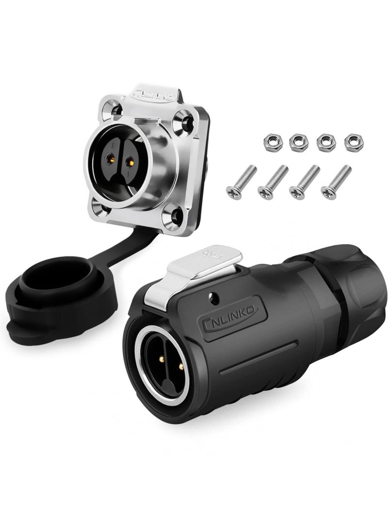 Excefore - Industrial Waterproof Connector, IP67 Protection Level Circular Connector, Military Design Aviation Connector, Suitable fo rAutomotive, Marine, Lights (Metal, Plastic, 2 pin) - Image 1