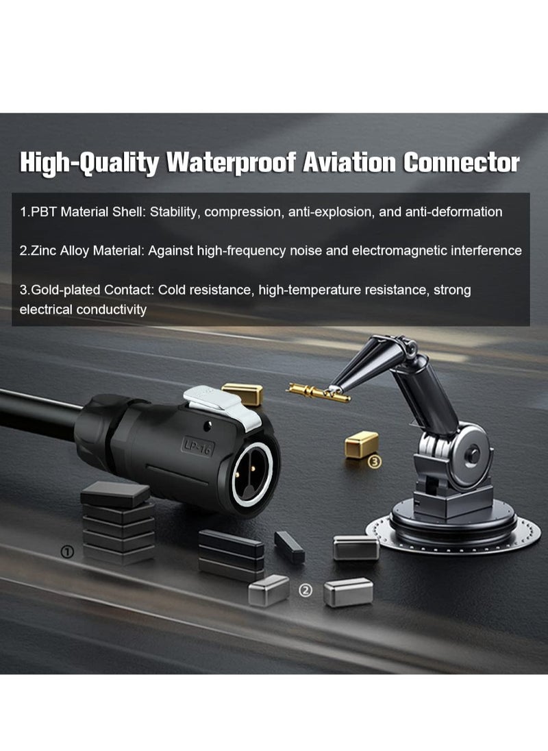 Excefore - Industrial Waterproof Connector, IP67 Protection Level Circular Connector, Military Design Aviation Connector, Suitable fo rAutomotive, Marine, Lights (Metal, Plastic, 2 pin) - Image 1