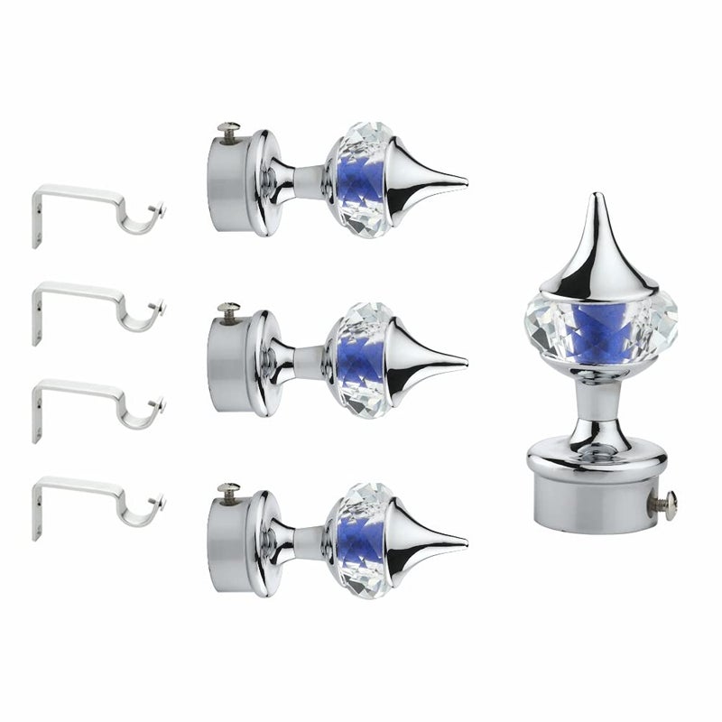 GLOXY ENTERPRISE Aluminium Single Diamond Brackets Parda Holder with Support 1 Inch Curtains Rod Pocket Finials Designer Door and Window Curtain Holders and Rod Support FittingsDark Blue 2 Pair