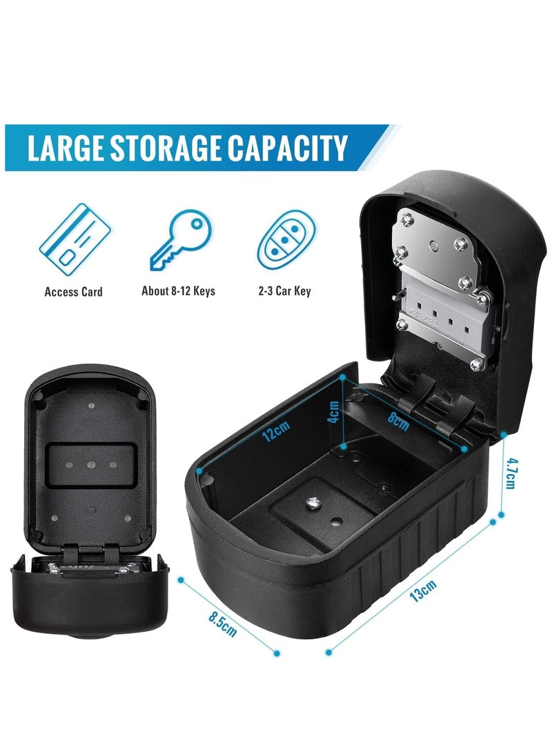 KASTWAVE - Key Lock Box Extra Large, 4 Digit Lock and Spare Key Combination Key Safe Box Wall Mounted for Outdoor, Waterproof Key Storage Box Cabinets for Home Office Garage School Black - Image 1