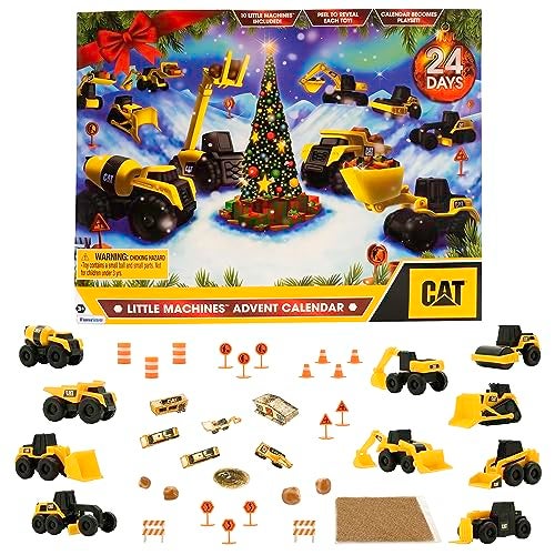 CAT Construction Toys Little Machines Advent Calendar Kids Toys for Ages 3 and Up 24 Piece Set with 10 Little Machines Vehicles Magic InstaDirt - Image 1