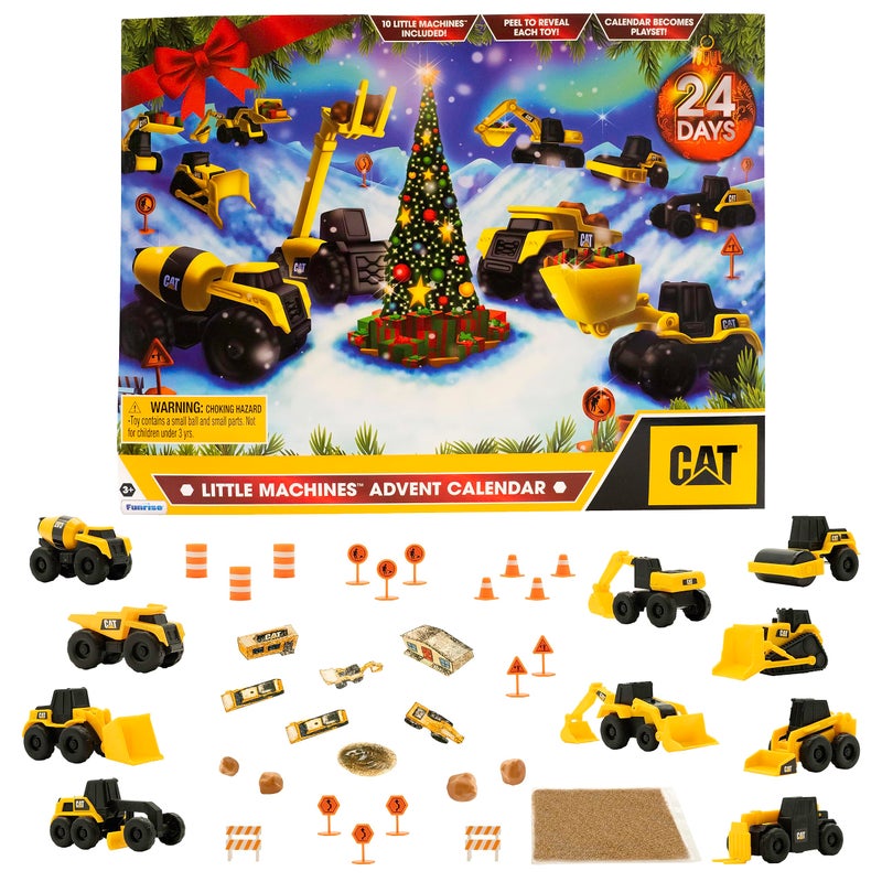 CAT Construction Toys Little Machines Advent Calendar Kids Toys for Ages 3 and Up 24 Piece Set with 10 Little Machines Vehicles Magic InstaDirt - Image 2